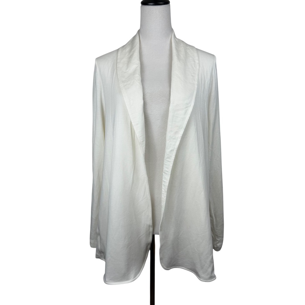 Wheat Women Cardigan XL White Open Front Shawl Collar Modal Spandex